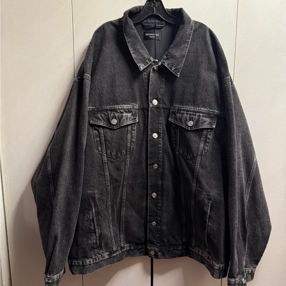 Balenciaga Back Rhinestone Denim Oversized Unisex Fit Jacket - Picture 4 of 13
